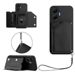 For Xiaomi Poco F7 5G / Redmi Turbo 4 Pro 5G Case Card Holder Kickstand Skin-Touch Phone Cover with Wrist Strap