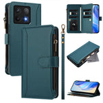 For Xiaomi 14T Leather Case 9 Card Slots Zipper Wallet Stand Phone Cover with Wrist Strap