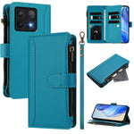For Xiaomi 14T Leather Case 9 Card Slots Zipper Wallet Stand Phone Cover with Wrist Strap