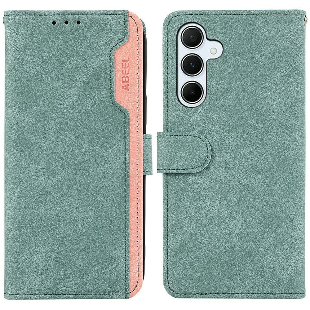 ABEEL-etui til Samsung Galaxy A18 5G / A18 4G / A17 5G / A17 4G / A26 5G med farveblokke, læderflipcover og RFID-blokering