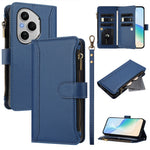 For Honor 400 Pro 5G (Global) Leather Case 9 Card Slots Zipper Wallet Stand Phone Cover with Wrist Strap