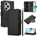 For Honor 400 Pro 5G (Global) Leather Case 9 Card Slots Zipper Wallet Stand Phone Cover with Wrist Strap