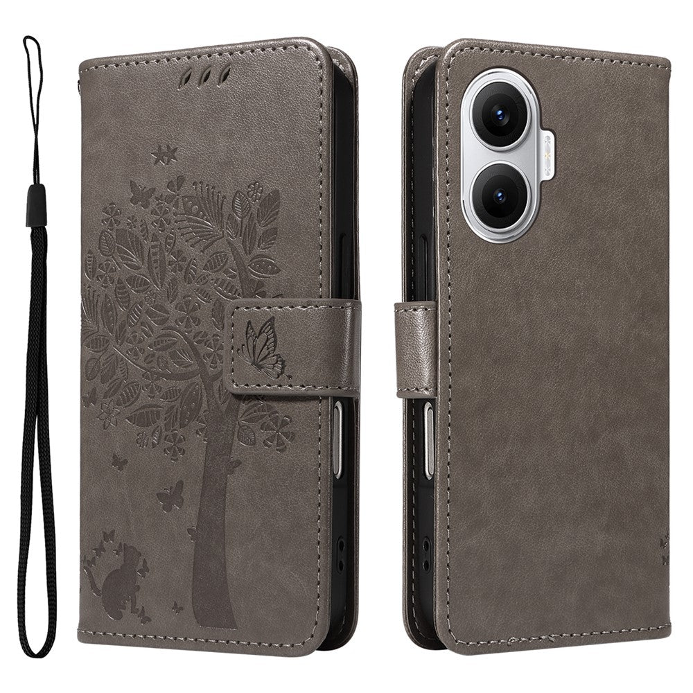 For Xiaomi Poco F7 5G / Xiaomi Redmi Turbo 4 Pro 5G Phone Case with Stand Cat Tree Pattern Leather Wallet Mobile Cover