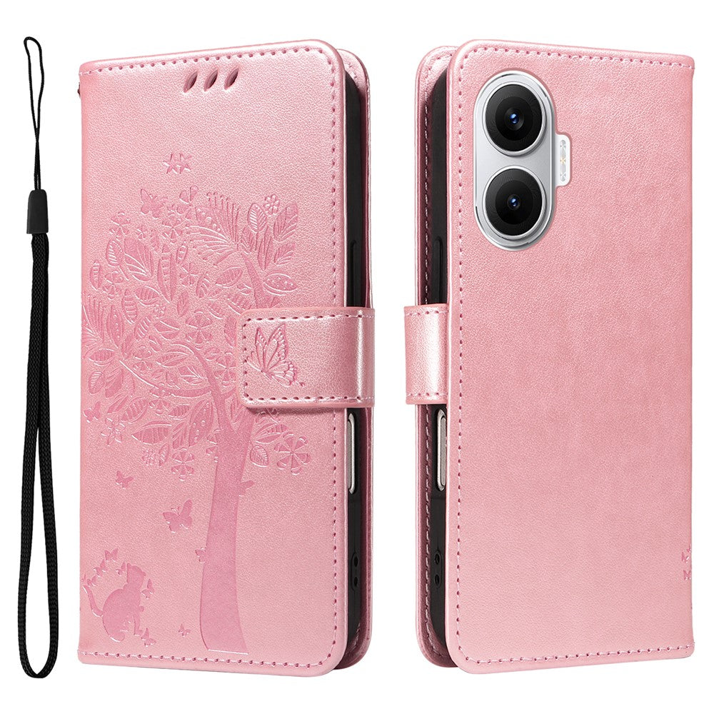 For Xiaomi Poco F7 5G / Xiaomi Redmi Turbo 4 Pro 5G Phone Case with Stand Cat Tree Pattern Leather Wallet Mobile Cover