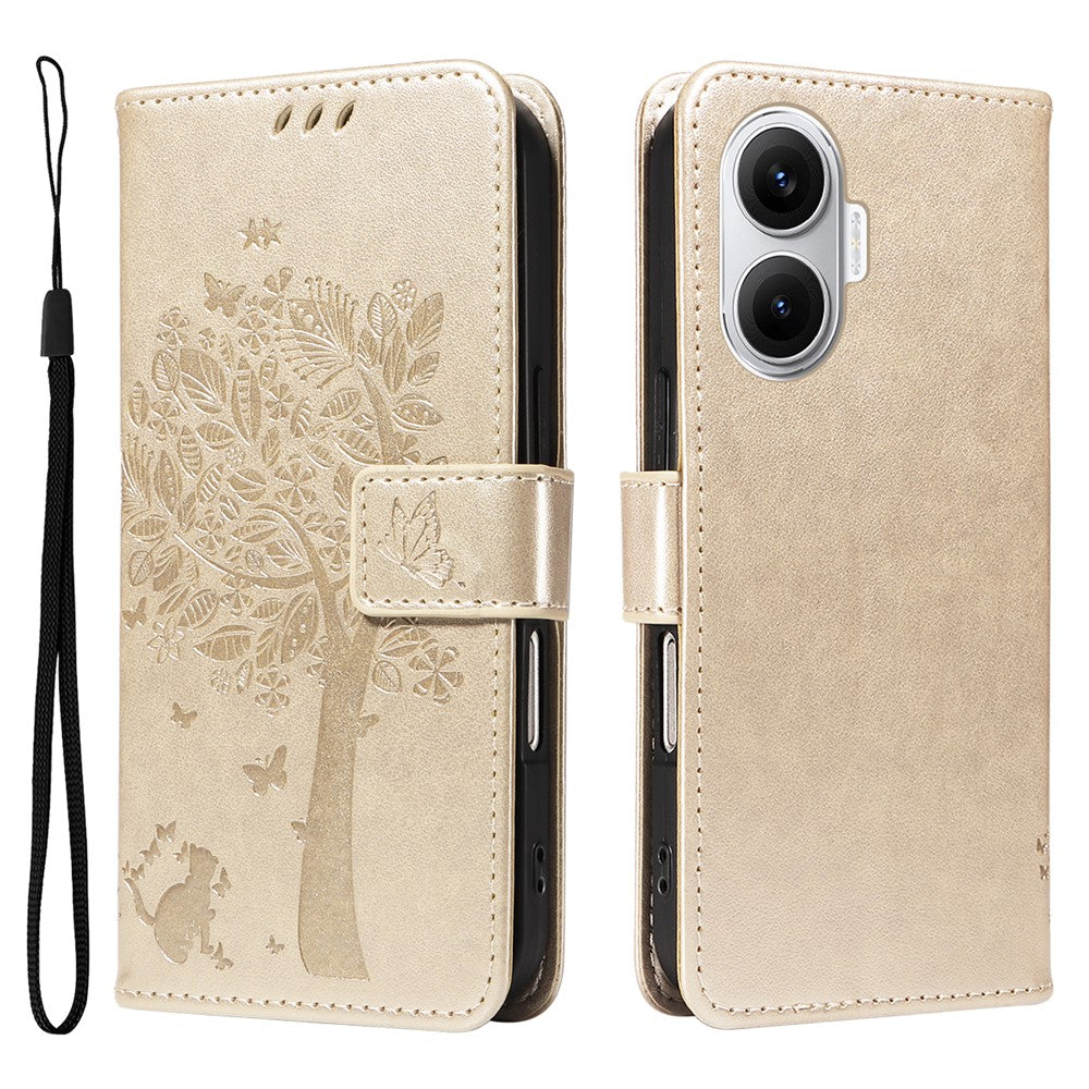 For Xiaomi Poco F7 5G / Xiaomi Redmi Turbo 4 Pro 5G Phone Case with Stand Cat Tree Pattern Leather Wallet Mobile Cover