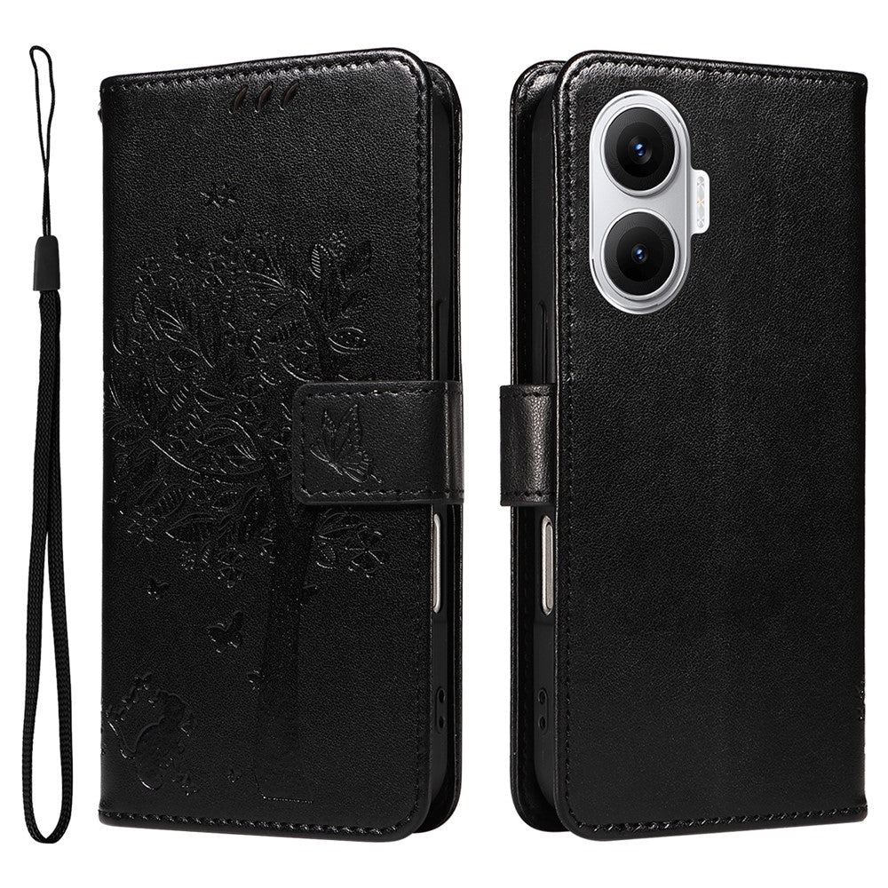 For Xiaomi Poco F7 5G / Xiaomi Redmi Turbo 4 Pro 5G Phone Case with Stand Cat Tree Pattern Leather Wallet Mobile Cover