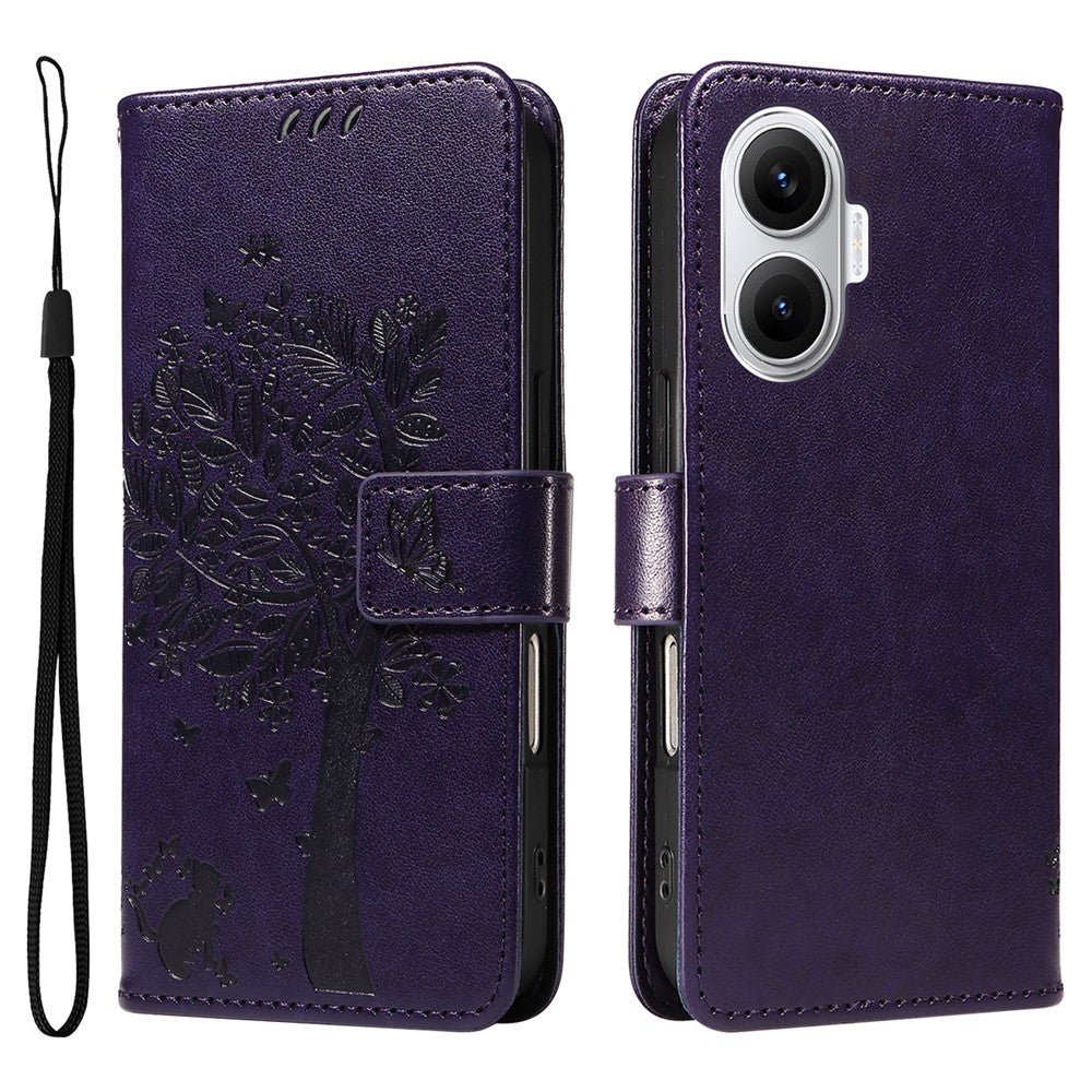 For Xiaomi Poco F7 5G / Xiaomi Redmi Turbo 4 Pro 5G Phone Case with Stand Cat Tree Pattern Leather Wallet Mobile Cover