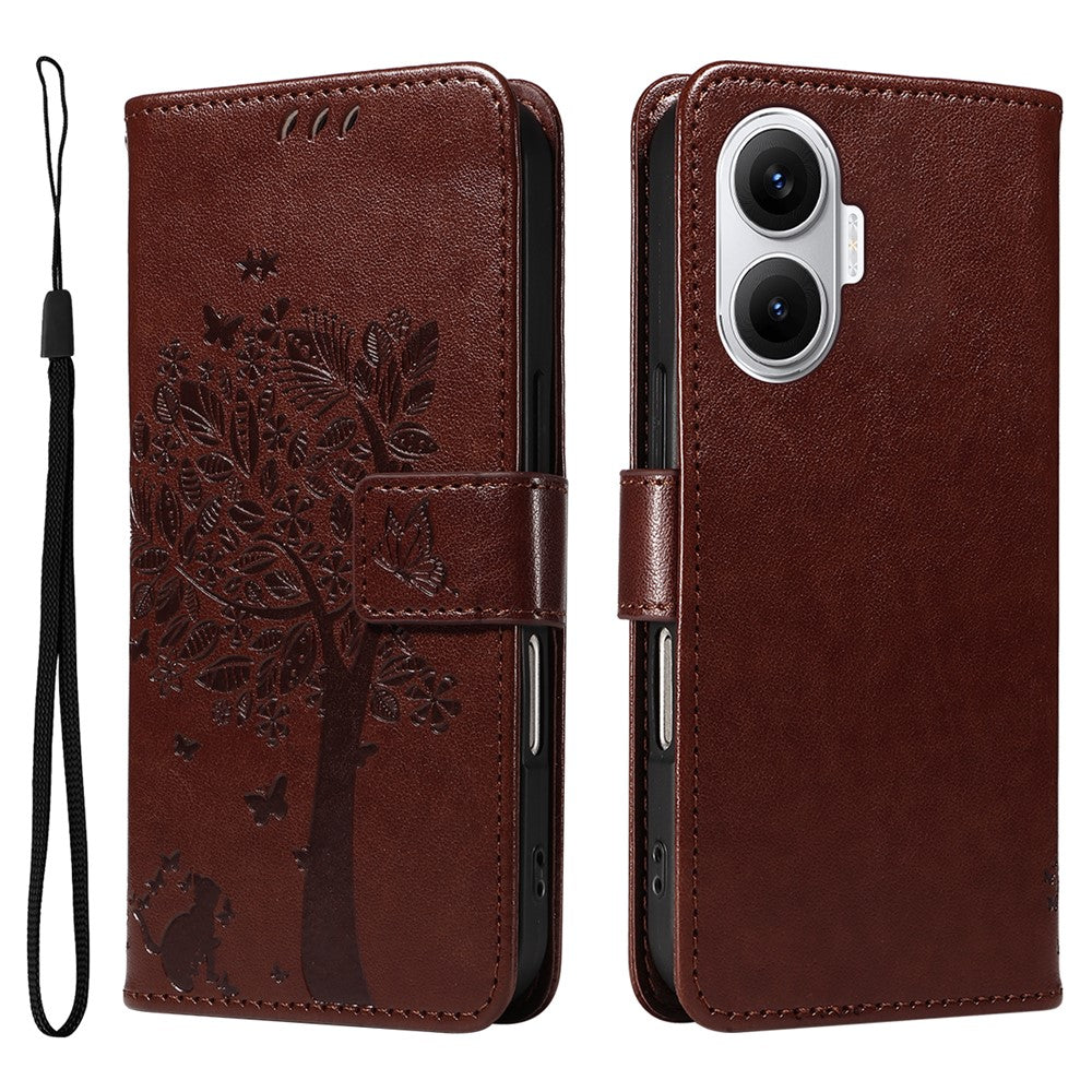 For Xiaomi Poco F7 5G / Xiaomi Redmi Turbo 4 Pro 5G Phone Case with Stand Cat Tree Pattern Leather Wallet Mobile Cover