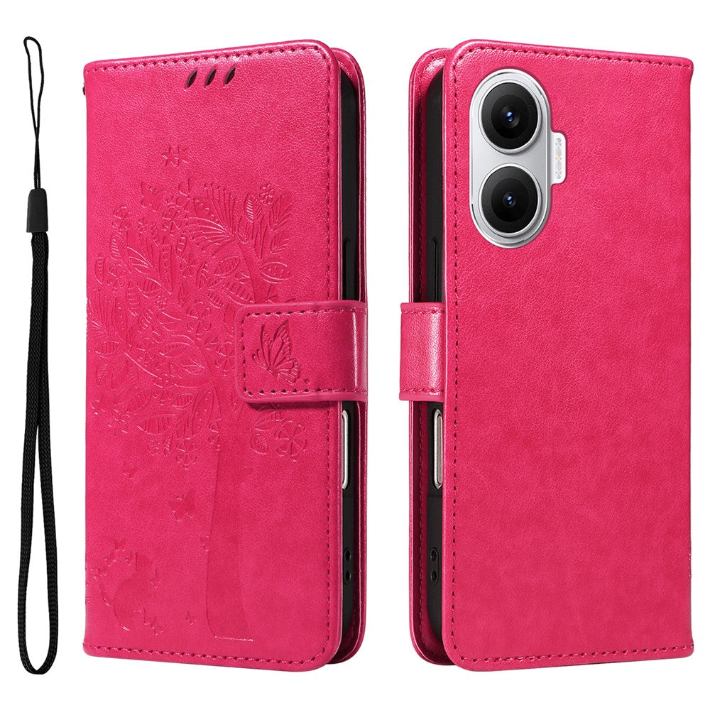 For Xiaomi Poco F7 5G / Xiaomi Redmi Turbo 4 Pro 5G Phone Case with Stand Cat Tree Pattern Leather Wallet Mobile Cover
