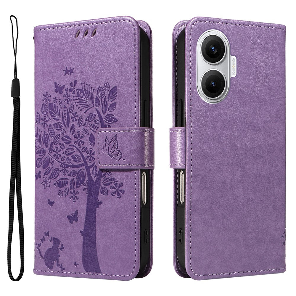 For Xiaomi Poco F7 5G / Xiaomi Redmi Turbo 4 Pro 5G Phone Case with Stand Cat Tree Pattern Leather Wallet Mobile Cover