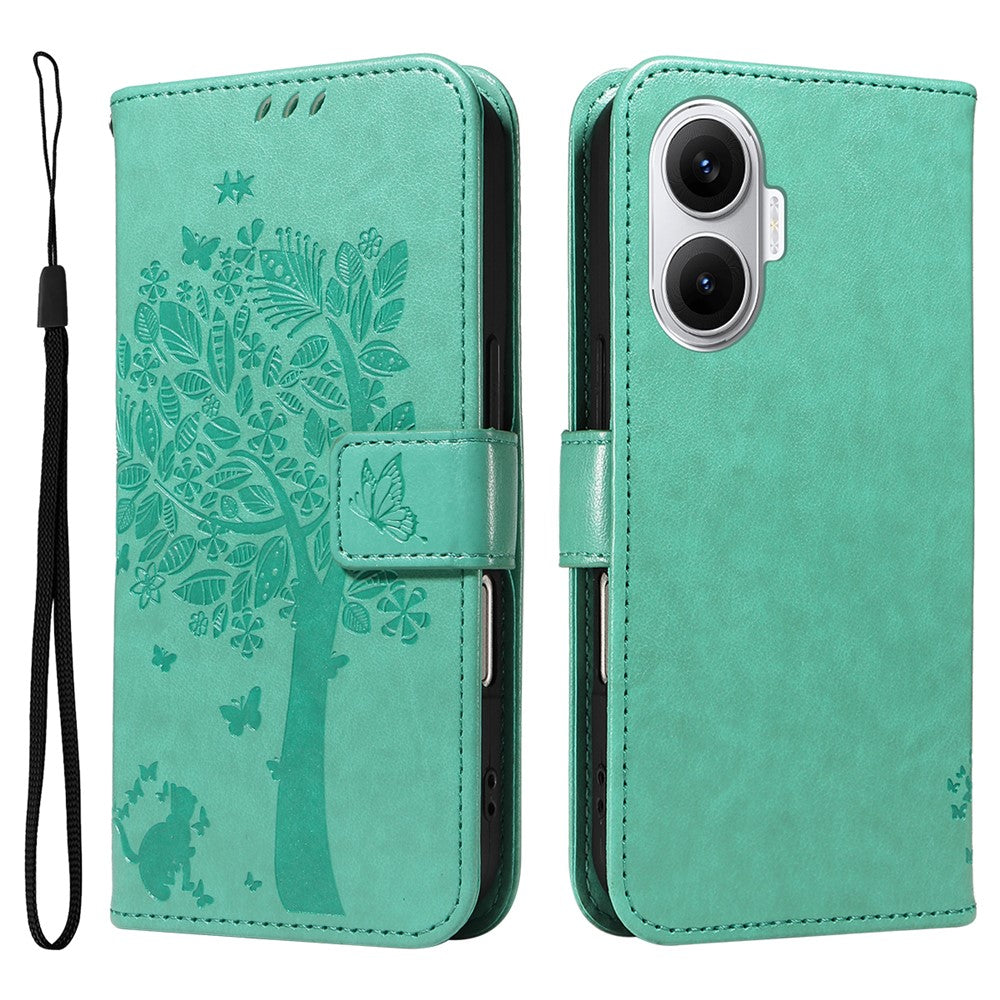 For Xiaomi Poco F7 5G / Xiaomi Redmi Turbo 4 Pro 5G Phone Case with Stand Cat Tree Pattern Leather Wallet Mobile Cover