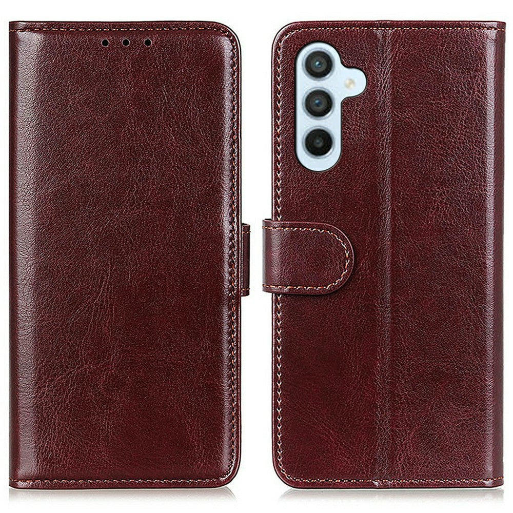 Samsung Galaxy A18 5G / A18 4G / A17 5G / A17 4G / A26 5G-etui med Crazy Horse-tekstur i PU-læder og mobilstativ