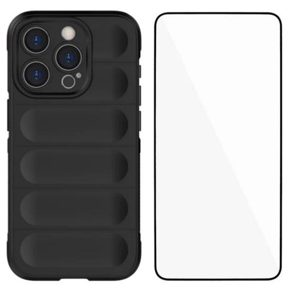 WANLONFENG For iPhone 14 Pro Max TPU Case  HD Series Anti Slip Phone Cover with Tempered Glass