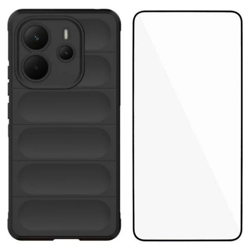 WANLONFENG För Xiaomi Redmi Note 14 4G (164.84mm) TPU-skal HD-serien Halkfritt mobilskydd med härdat glas