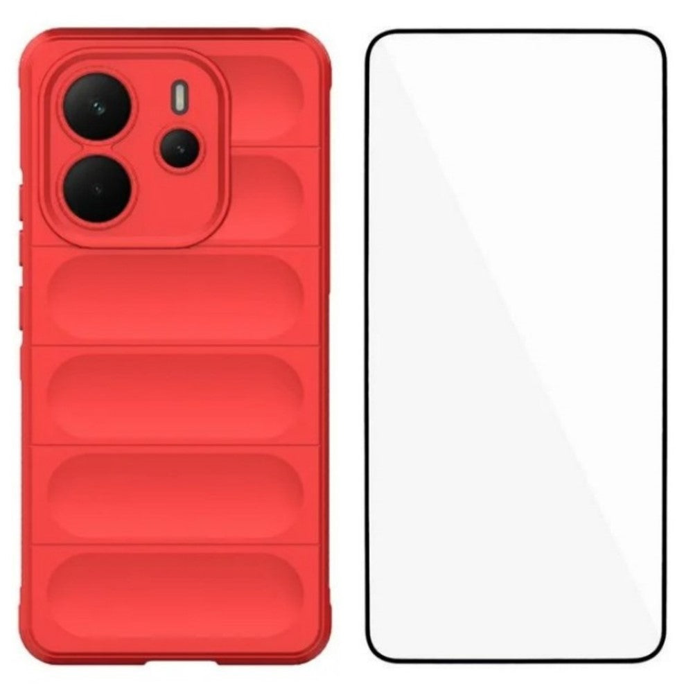 WANLONFENG För Xiaomi Redmi Note 14 4G (164.84mm) TPU-skal HD-serien Halkfritt mobilskydd med härdat glas