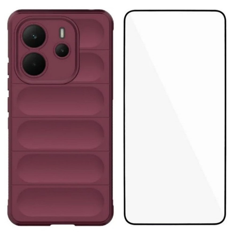 WANLONFENG För Xiaomi Redmi Note 14 4G (164.84mm) TPU-skal HD-serien Halkfritt mobilskydd med härdat glas