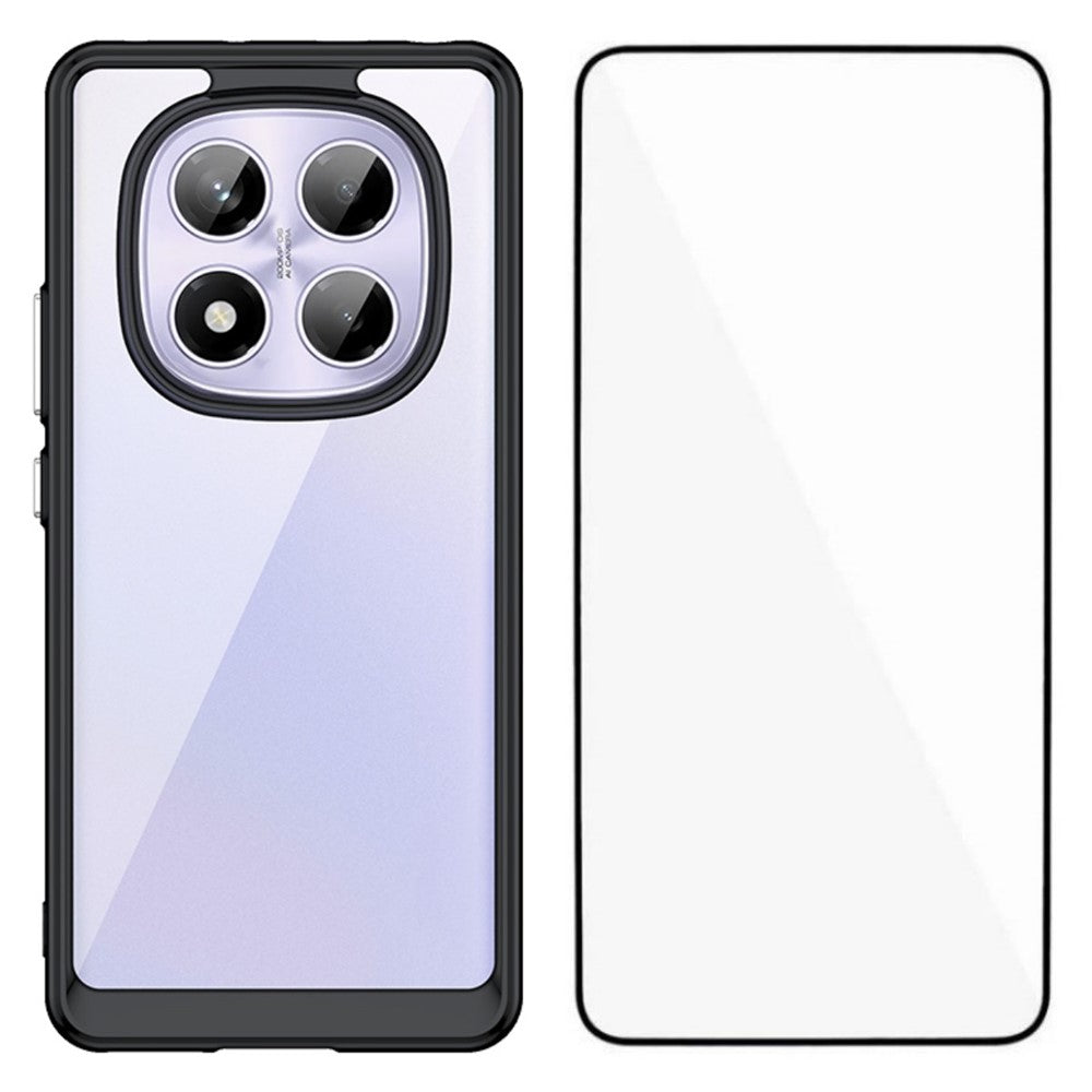 WANLONFENG For Xiaomi Redmi Note 14 Pro 4G Phone Case  XC Series TPU Acrylic Cover with Tempered Glass (Big Lens Hole)