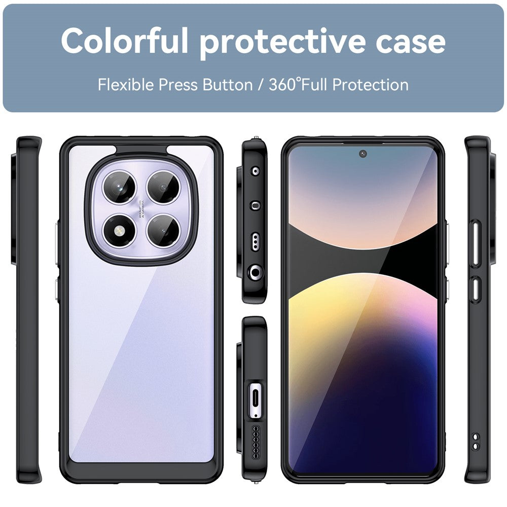 WANLONFENG For Xiaomi Redmi Note 14 Pro 4G Phone Case  XC Series TPU Acrylic Cover with Tempered Glass (Big Lens Hole)