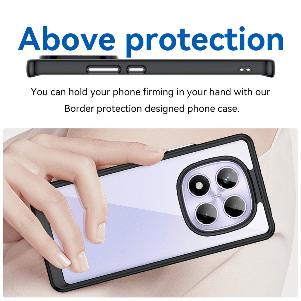 WANLONFENG For Xiaomi Redmi Note 14 Pro 4G Phone Case  XC Series TPU Acrylic Cover with Tempered Glass (Big Lens Hole)