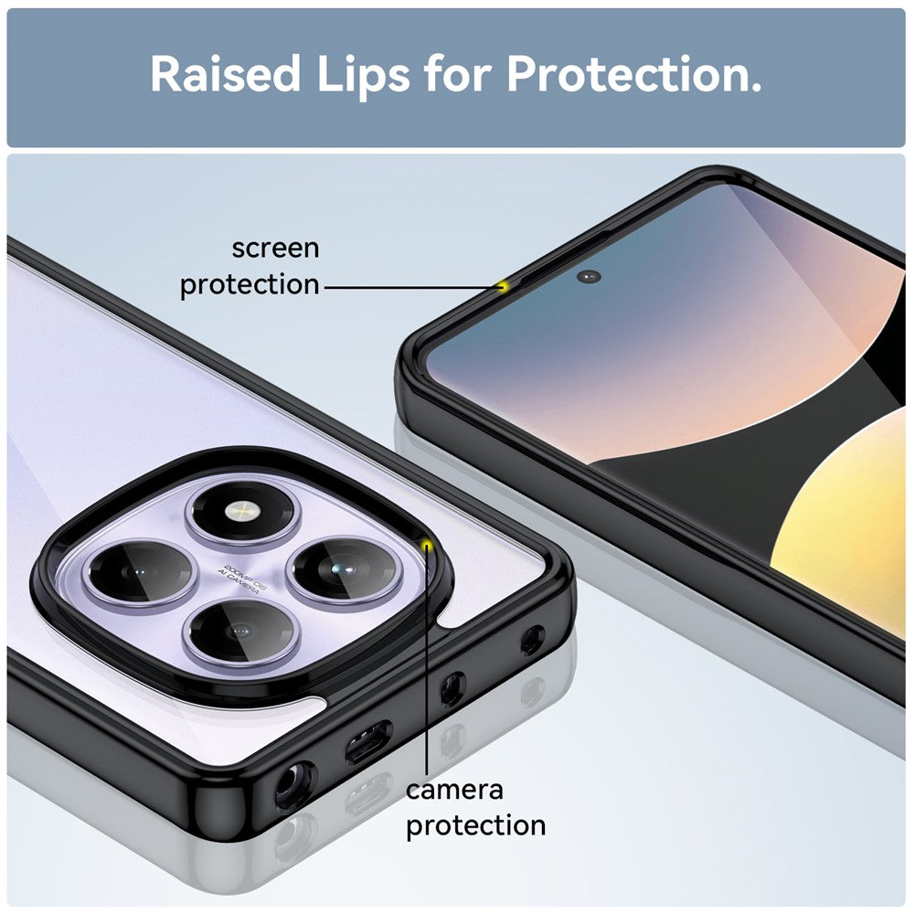 WANLONFENG For Xiaomi Redmi Note 14 Pro 4G Phone Case  XC Series TPU Acrylic Cover with Tempered Glass (Big Lens Hole)