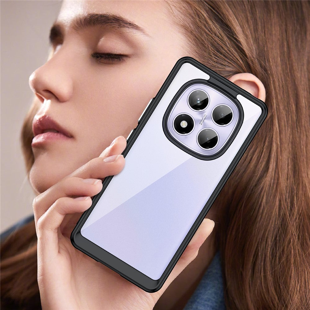 WANLONFENG For Xiaomi Redmi Note 14 Pro 4G Phone Case  XC Series TPU Acrylic Cover with Tempered Glass (Big Lens Hole)