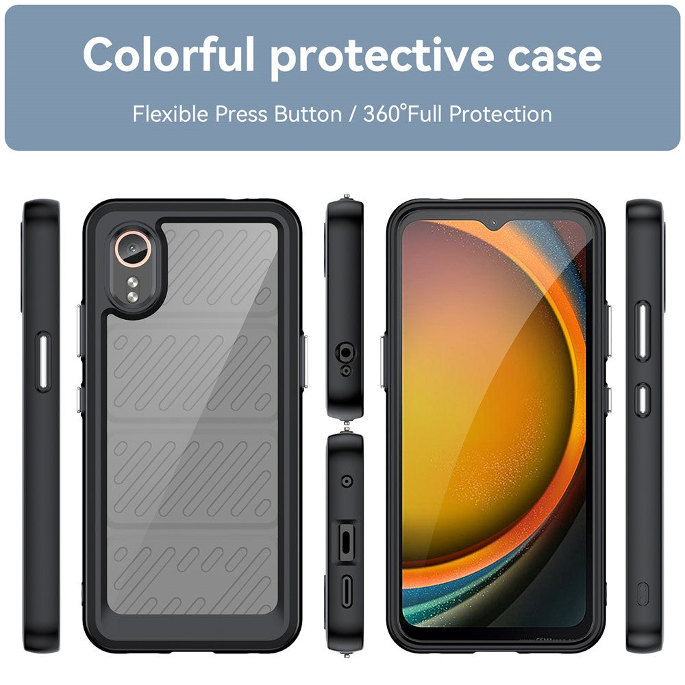 WANLONFENG för Samsung Galaxy Xcover7 mobilskal XC-serien TPU akrylskal med härdat glas (stort linshål)