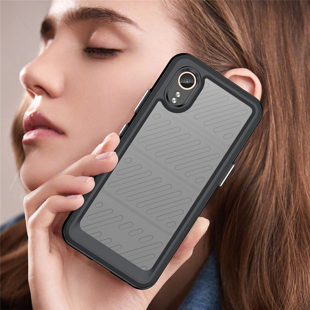 WANLONFENG för Samsung Galaxy Xcover7 mobilskal XC-serien TPU akrylskal med härdat glas (stort linshål)
