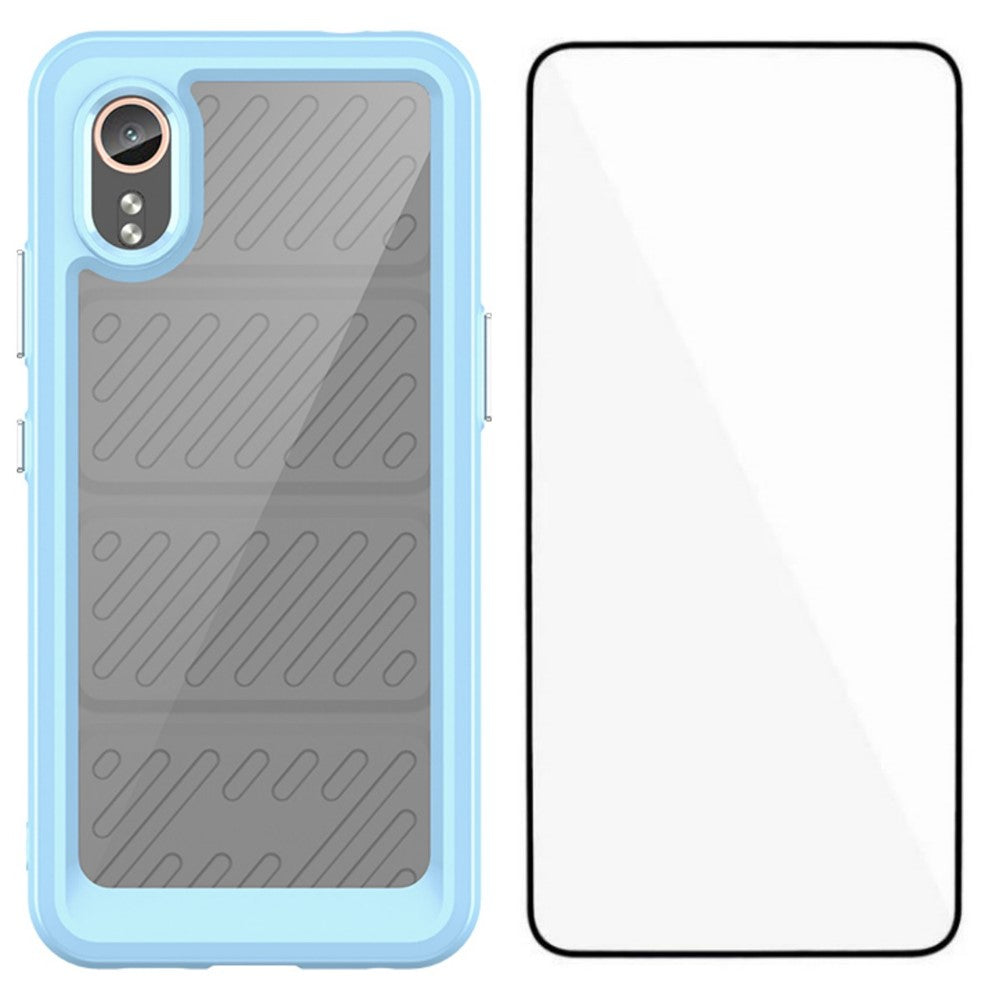 WANLONFENG för Samsung Galaxy Xcover7 mobilskal XC-serien TPU akrylskal med härdat glas (stort linshål)