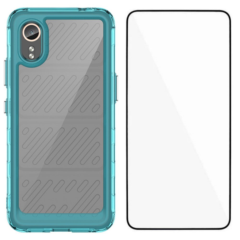 WANLONFENG för Samsung Galaxy Xcover7 mobilskal XC-serien TPU akrylskal med härdat glas (stort linshål)