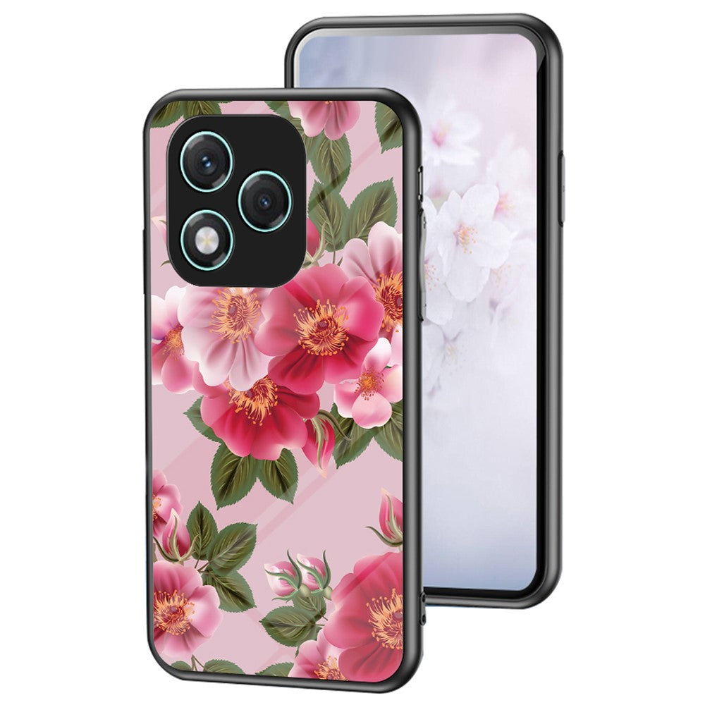 For Honor 400 Lite 5G etui med blomstermønster i TPU + beskyttelsesglas til telefon
