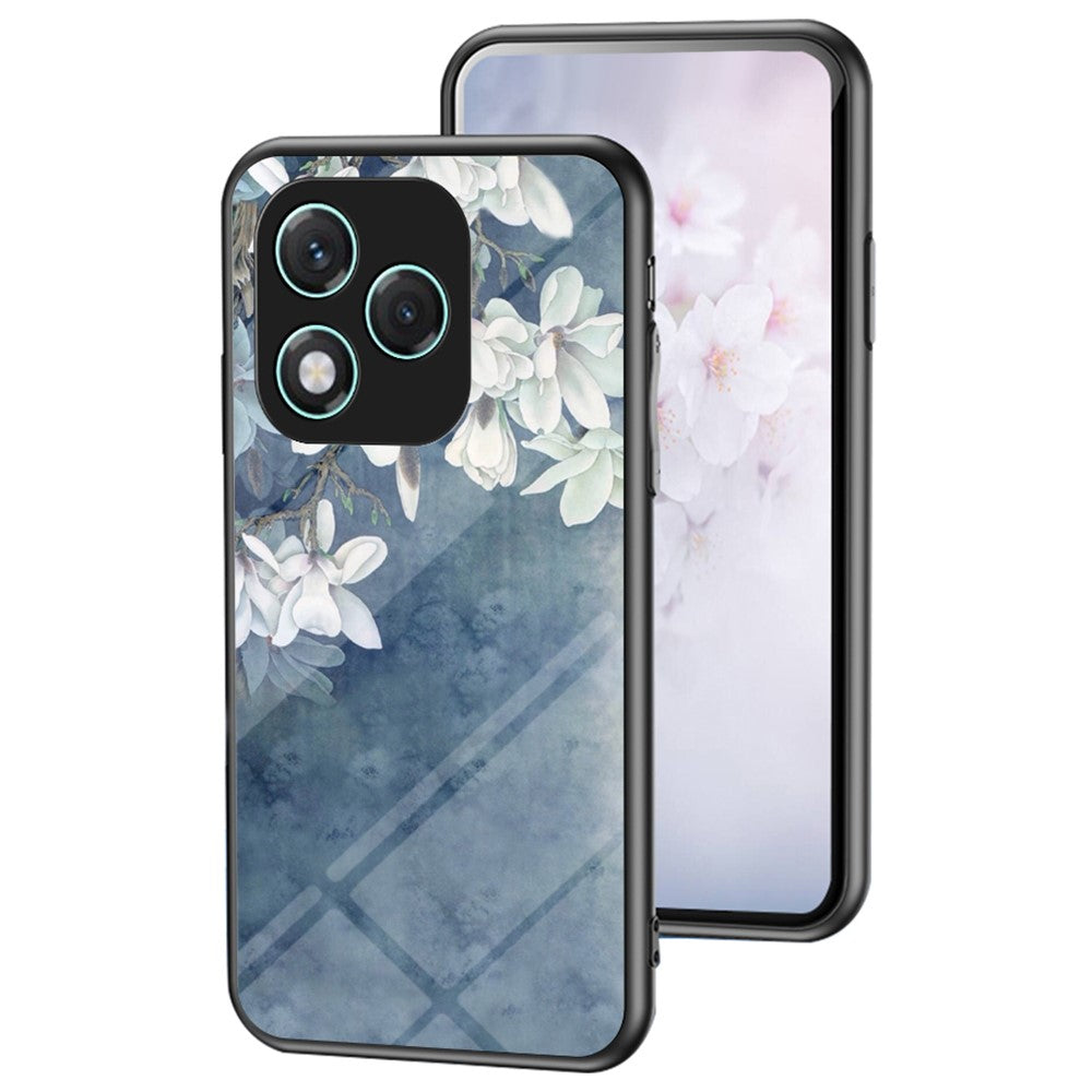 For Honor 400 Lite 5G etui med blomstermønster i TPU + beskyttelsesglas til telefon