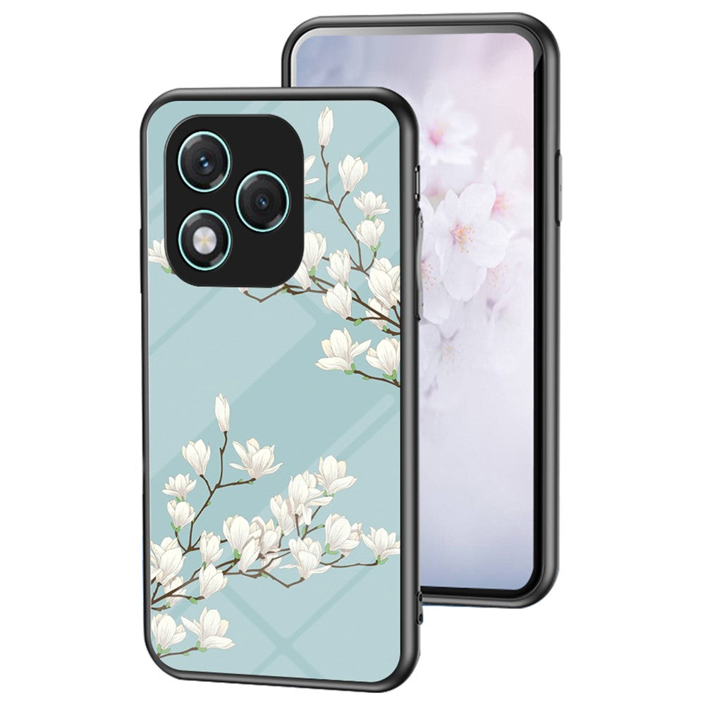 For Honor 400 Lite 5G etui med blomstermønster i TPU + beskyttelsesglas til telefon