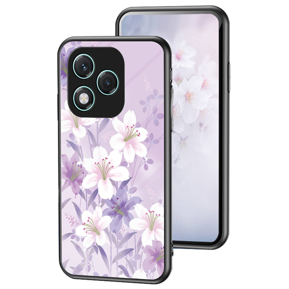For Honor 400 Lite 5G etui med blomstermønster i TPU + beskyttelsesglas til telefon