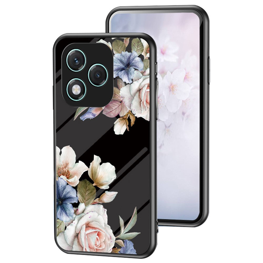 For Honor 400 Lite 5G etui med blomstermønster i TPU + beskyttelsesglas til telefon