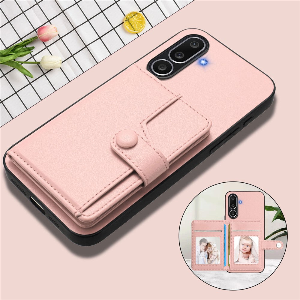 For Samsung Galaxy M56 5G Case RFID Blocking Card Holder Kickstand TPU + PU Leather Phone Back Cover