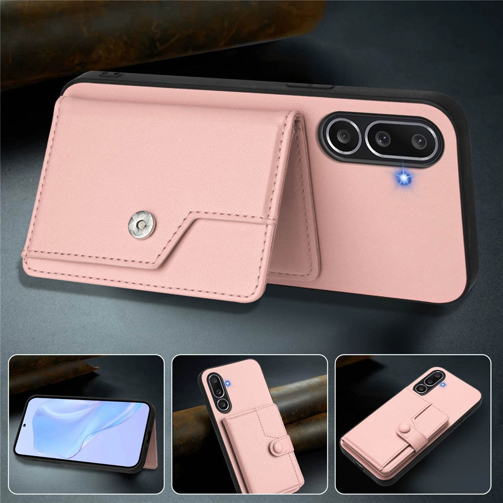 For Samsung Galaxy M56 5G Case RFID Blocking Card Holder Kickstand TPU + PU Leather Phone Back Cover