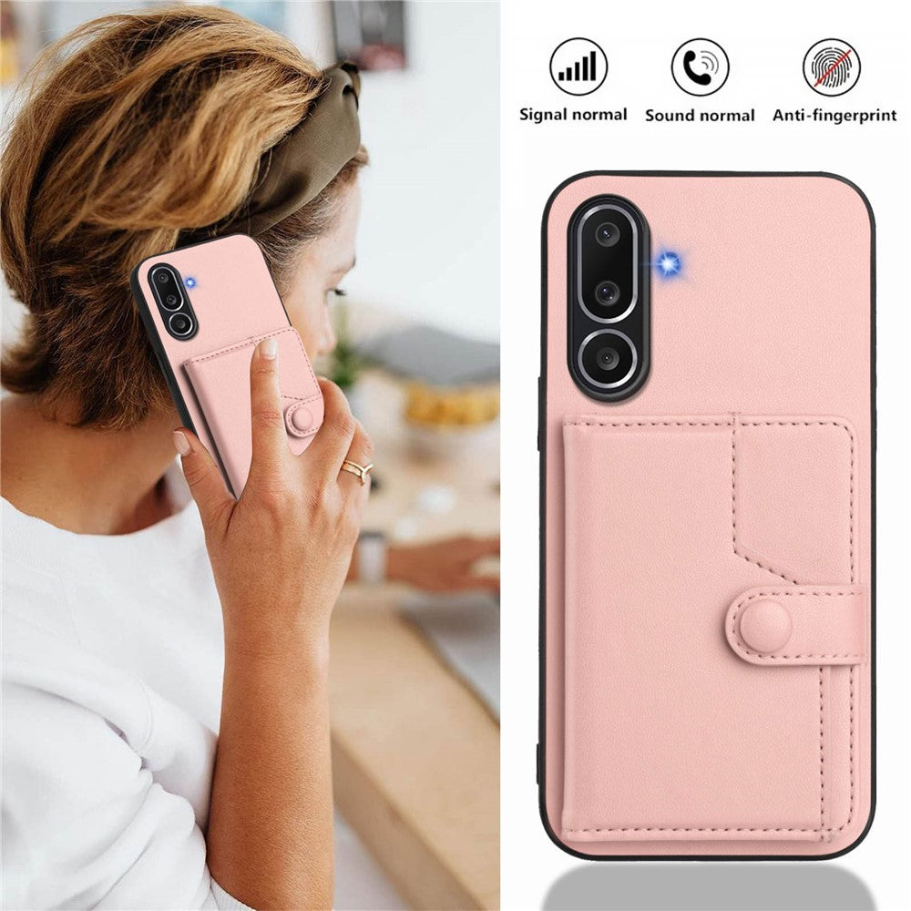 For Samsung Galaxy M56 5G Case RFID Blocking Card Holder Kickstand TPU + PU Leather Phone Back Cover