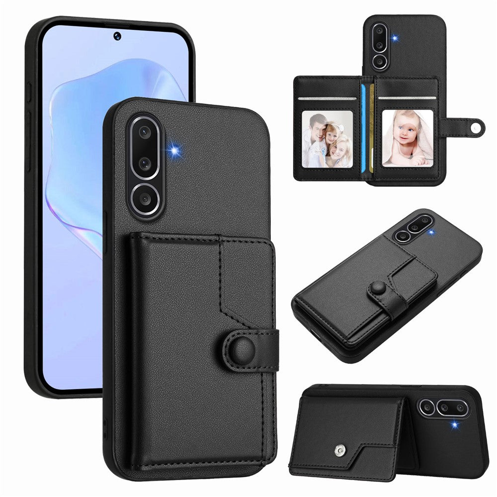 For Samsung Galaxy M56 5G Case RFID Blocking Card Holder Kickstand TPU + PU Leather Phone Back Cover