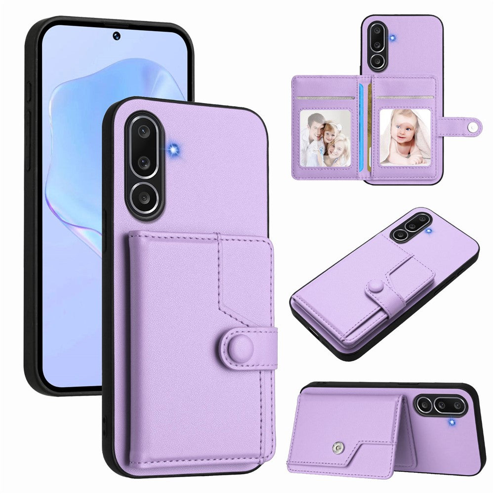 For Samsung Galaxy M56 5G Case RFID Blocking Card Holder Kickstand TPU + PU Leather Phone Back Cover