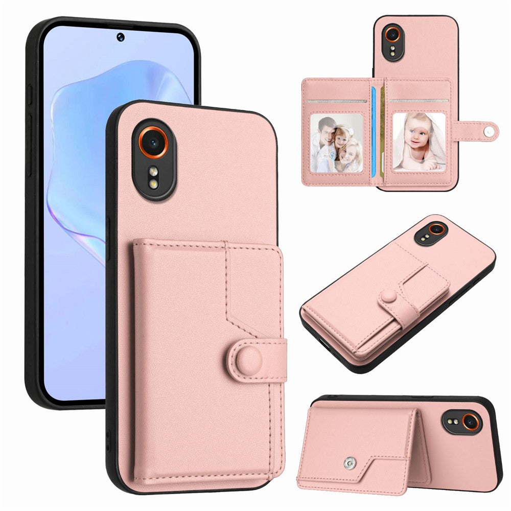For Samsung Galaxy Xcover7 Case RFID Blocking Card Holder Kickstand TPU + PU Leather Phone Back Cover