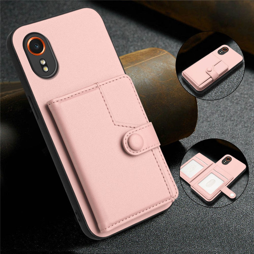 For Samsung Galaxy Xcover7 Case RFID Blocking Card Holder Kickstand TPU + PU Leather Phone Back Cover