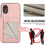 For Samsung Galaxy Xcover7 Case RFID Blocking Card Holder Kickstand TPU + PU Leather Phone Back Cover