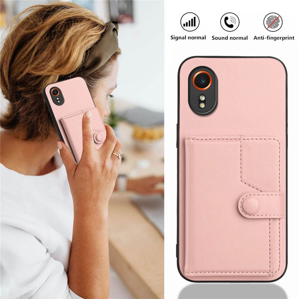 For Samsung Galaxy Xcover7 Case RFID Blocking Card Holder Kickstand TPU + PU Leather Phone Back Cover
