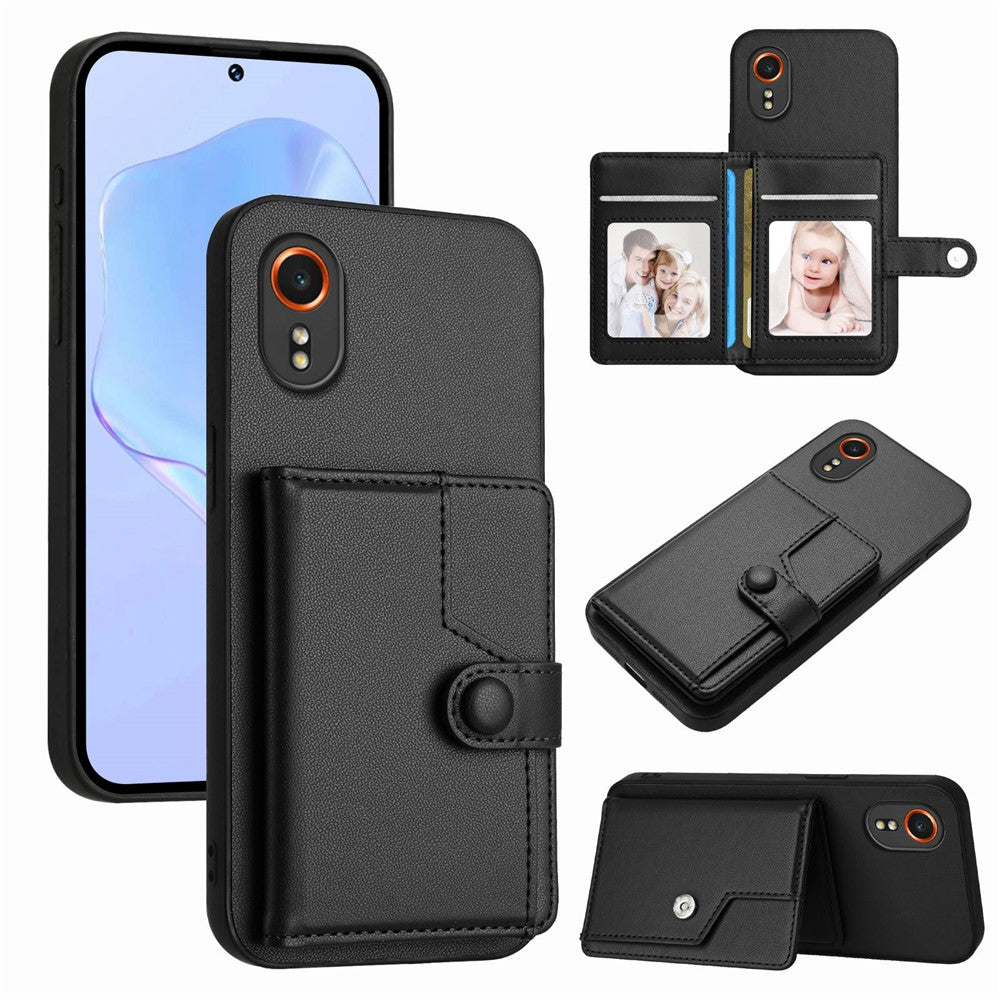 For Samsung Galaxy Xcover7 Case RFID Blocking Card Holder Kickstand TPU + PU Leather Phone Back Cover
