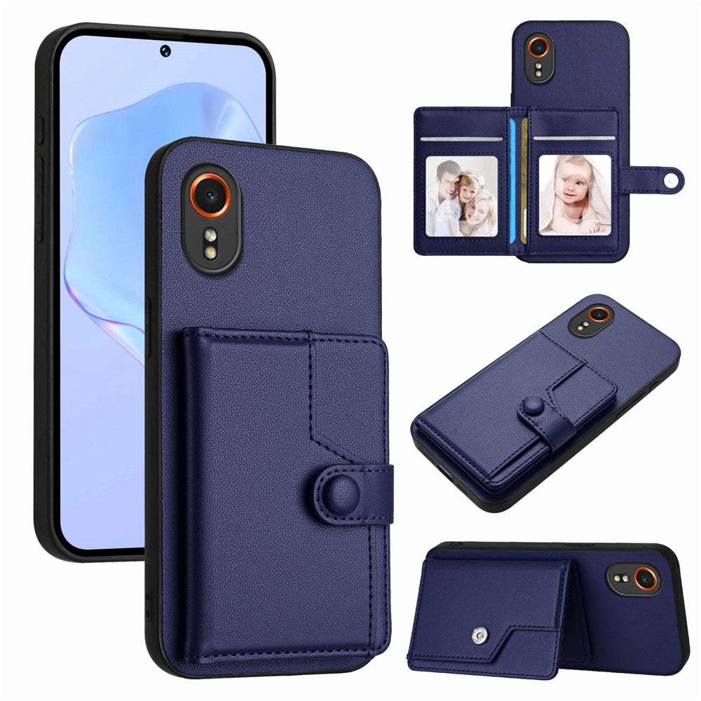For Samsung Galaxy Xcover7 Case RFID Blocking Card Holder Kickstand TPU + PU Leather Phone Back Cover