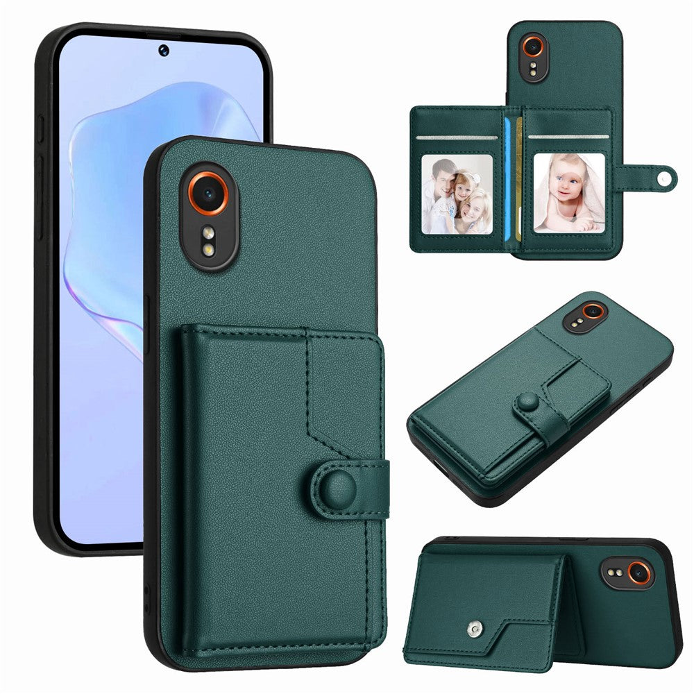 For Samsung Galaxy Xcover7 Case RFID Blocking Card Holder Kickstand TPU + PU Leather Phone Back Cover