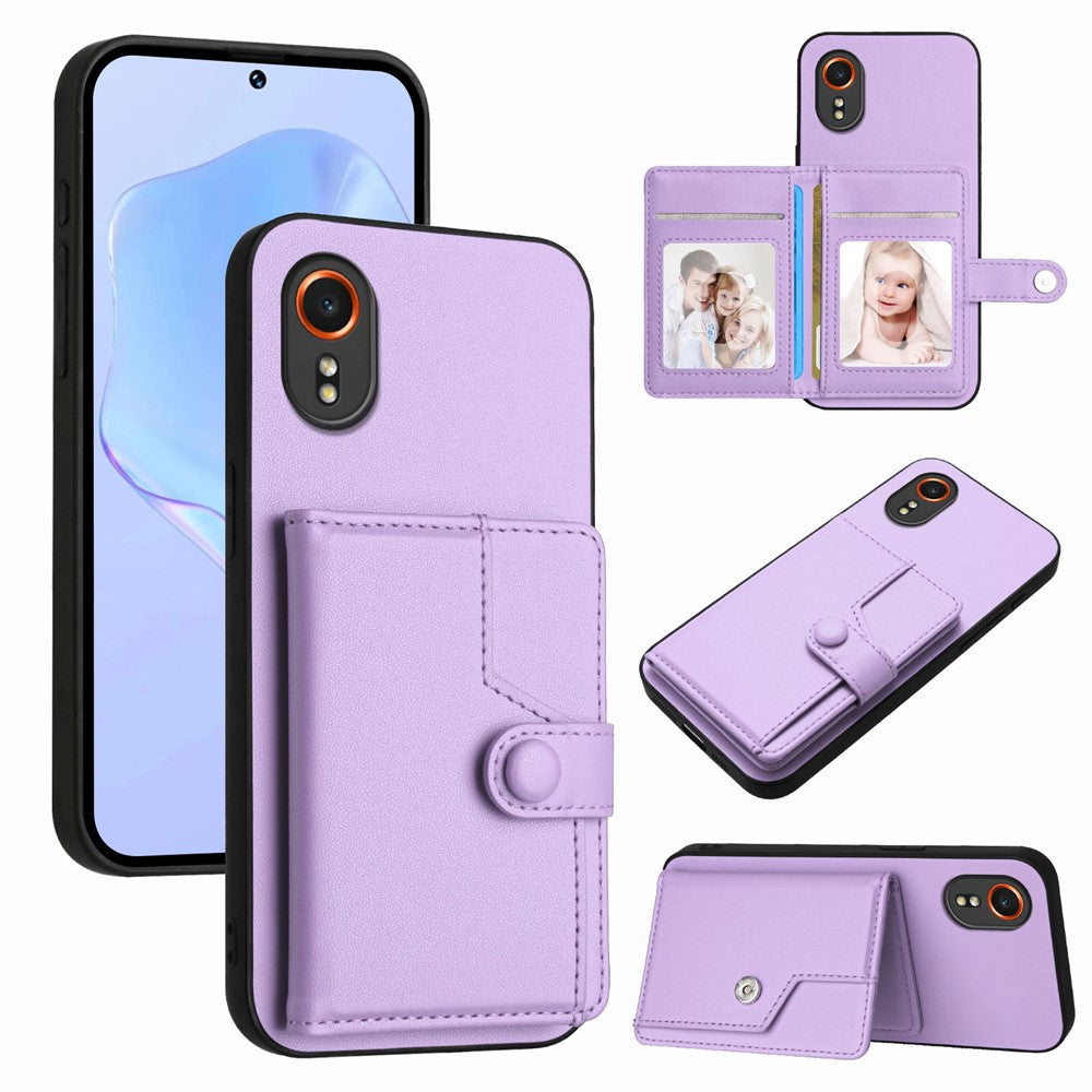 For Samsung Galaxy Xcover7 Case RFID Blocking Card Holder Kickstand TPU + PU Leather Phone Back Cover
