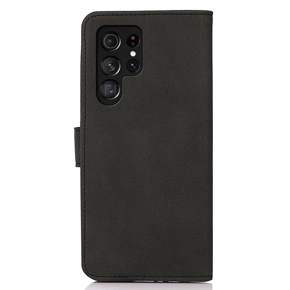 KHAZNEH tekstureret PU-læderskal til Samsung Galaxy S23 Ultra med magnetisk spænde, foldbart stativ og fuldt beskyttende tegnebogsetui til mobiltelefon