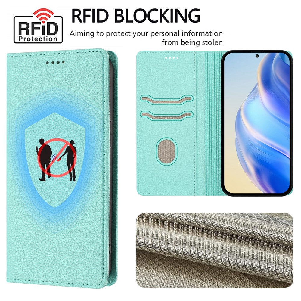 For Honor 400 Pro 5G (Global) Wallet Cover med RFID-blokerende litchi-tekstur i læder