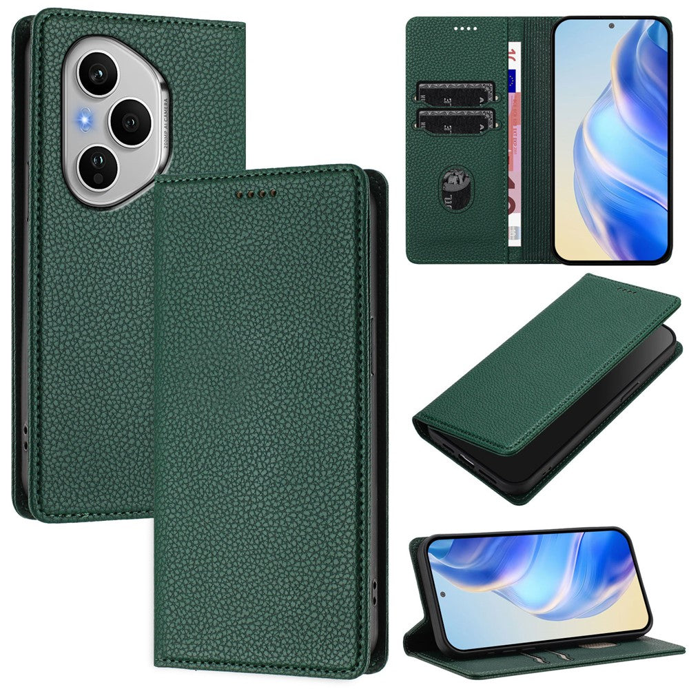 For Honor 400 Pro 5G (Global) Wallet Cover med RFID-blokerende litchi-tekstur i læder
